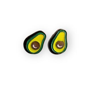 Vintage Avocado Earrings - Green and Yellow